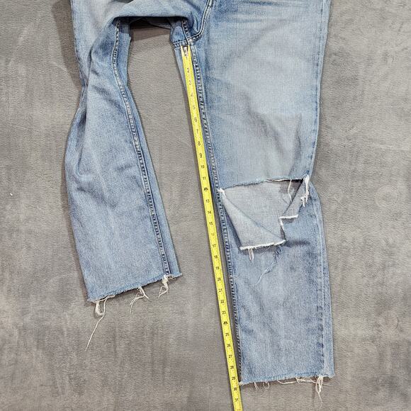 Rag & Bone Ruth Super High Rise Straight Size 29 Raw Hem Ripped Knee - Picture 11 of 11